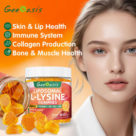 Gummies L-Lysine Geeoasis, vue rapprochée des gummies