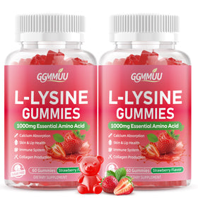 Gummies L-Lysine GGMMUU 1000mg saveur fraise, vue de face