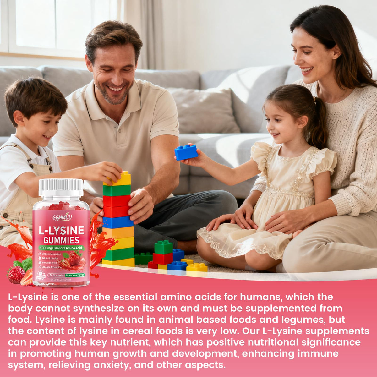 Gummies L-Lysine GGMMUU avec une cuillère