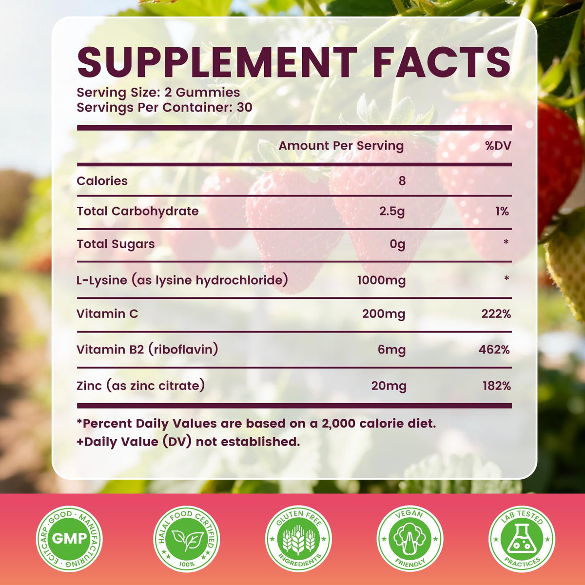 Gummies L-Lysine Jabsah 1000 mg avec étiquette visible