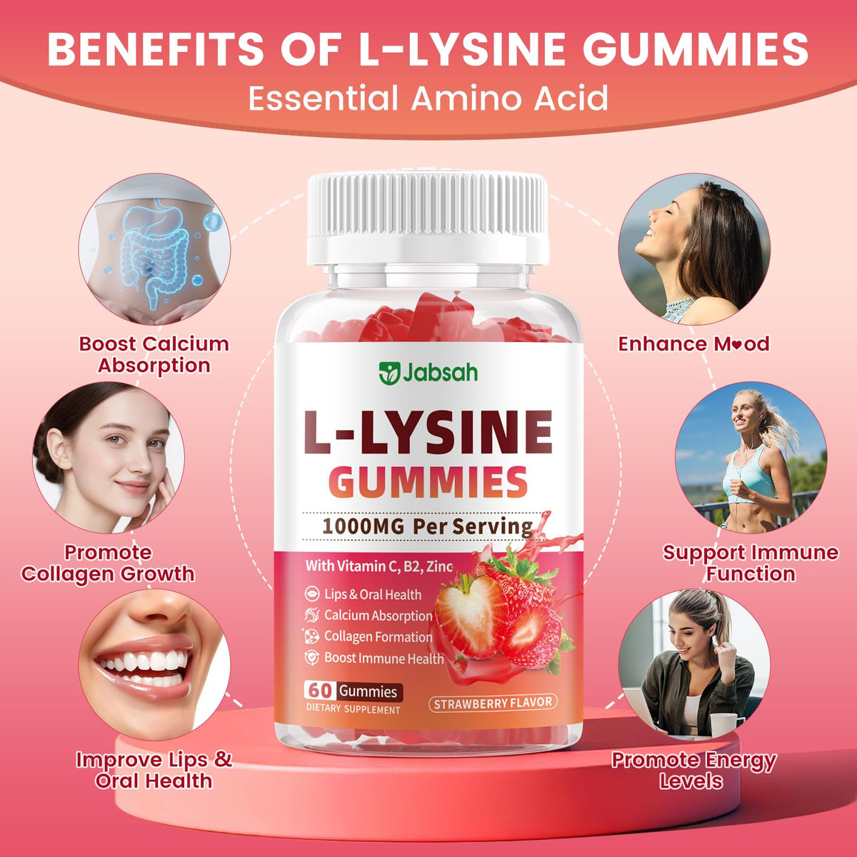 Gummies L-Lysine Jabsah 1000 mg dans une main