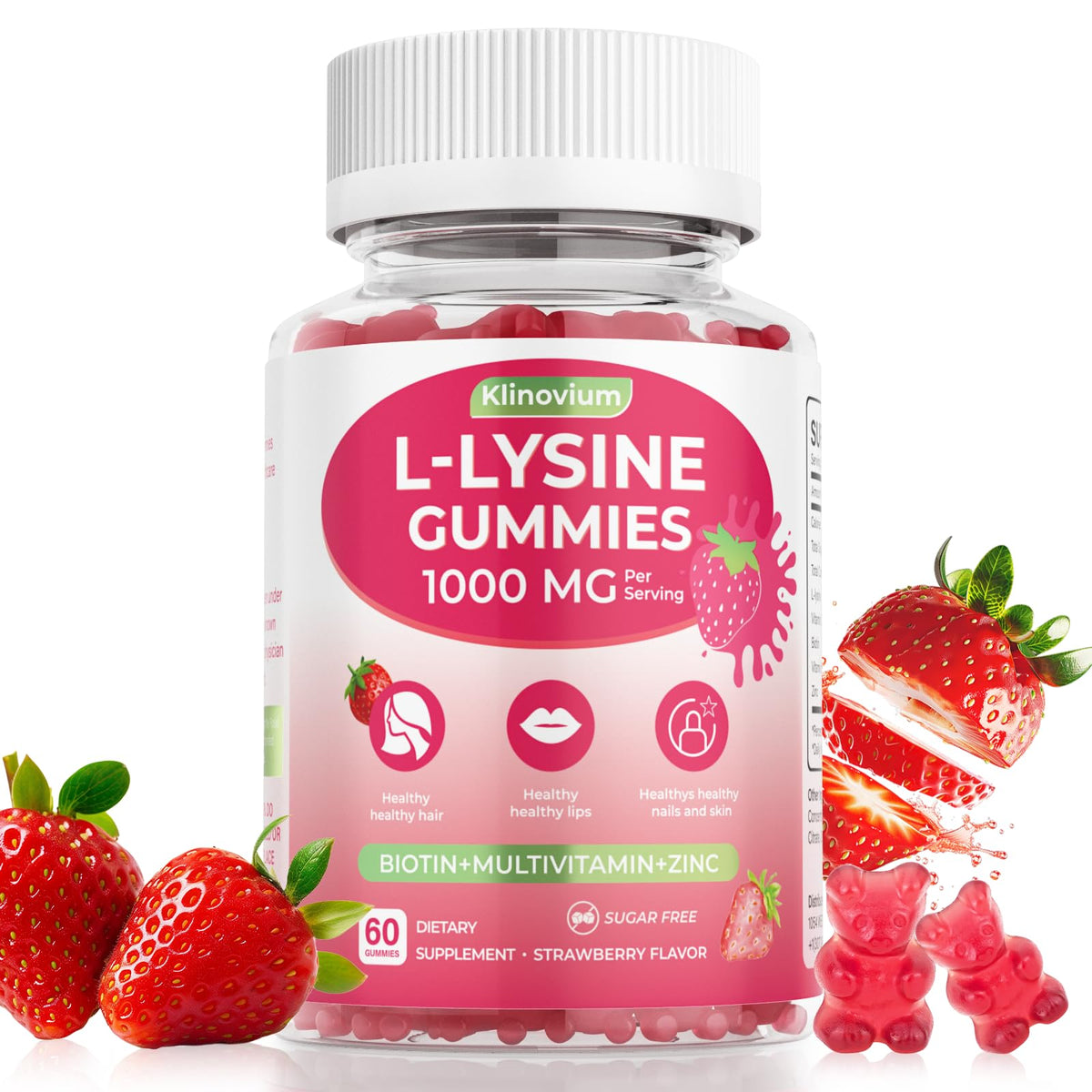 Gummies L-Lysine Klinovium 1000 mg vue avant du packaging