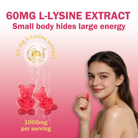 Gummies L-Lysine Klinovium dans la main avec une vue d'ensemble