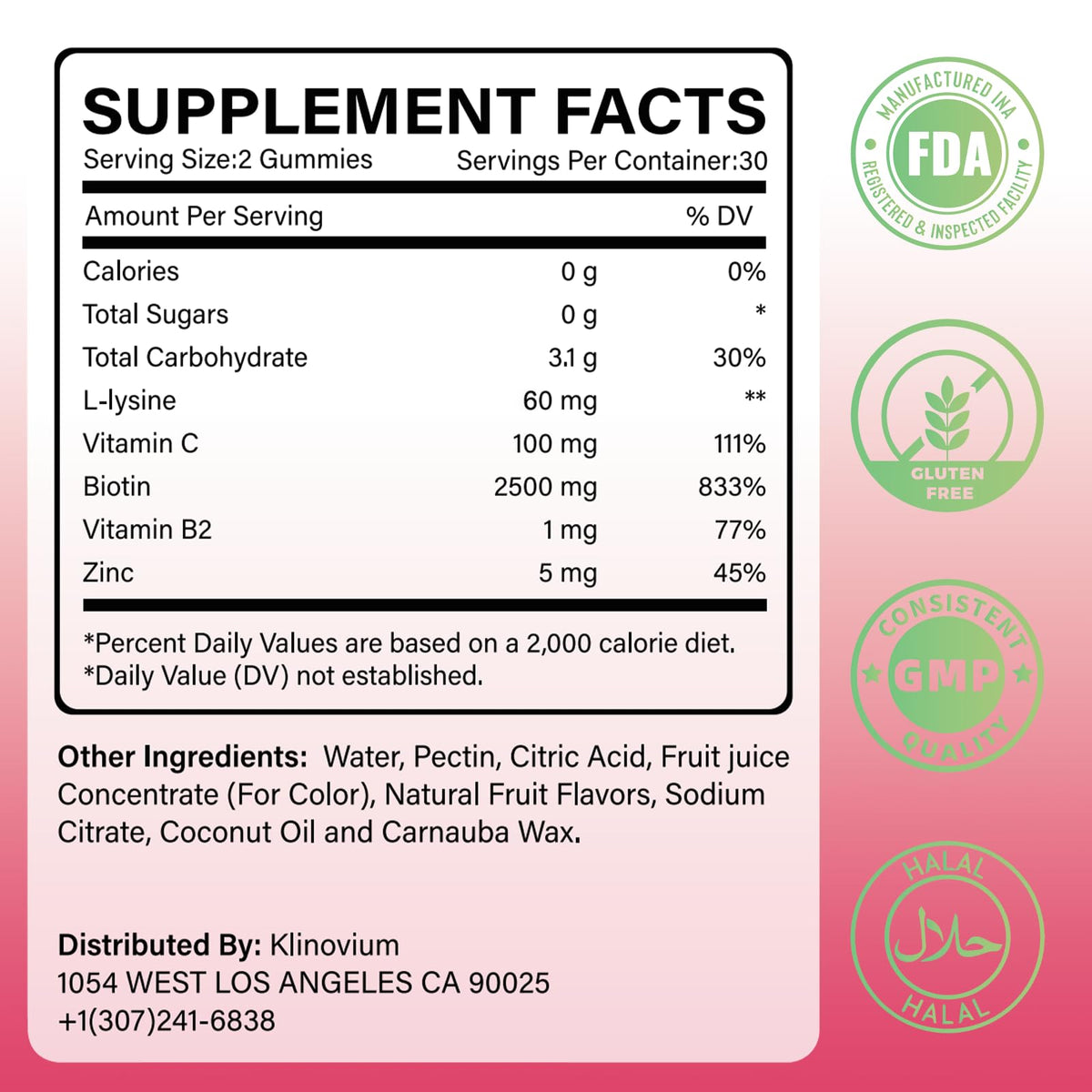 Gummies L-Lysine Klinovium montrant la texture moelleuse