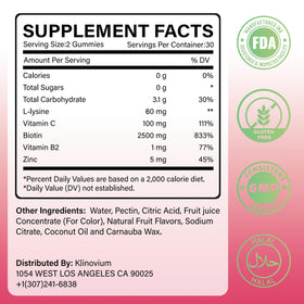 Gummies L-Lysine Klinovium montrant la texture moelleuse