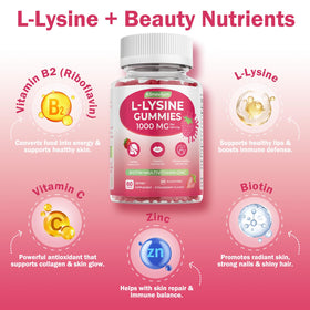 Gummies L-Lysine Klinovium montrant les ingrédients actifs