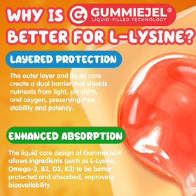 Gummies L-Lysine Nextdia sur un fond coloré