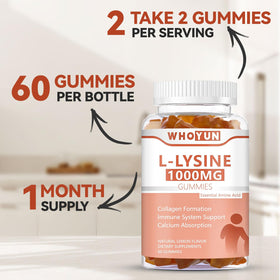 Gummies L-Lysine Whoyun, avec un verre d'eau