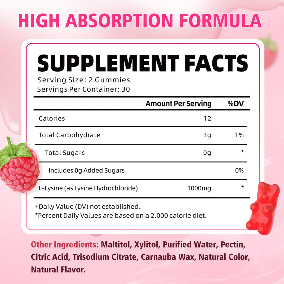 Gummies L-Lysine YUULAI en gros plan, texture moelleuse