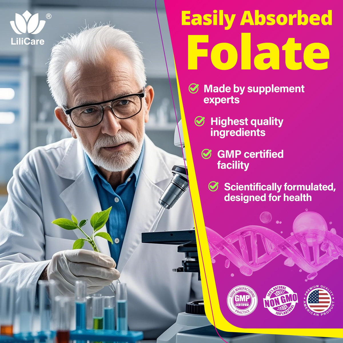 Gummies L-Méthylfolate 15mg et B12 1000 mcg sur une assiette