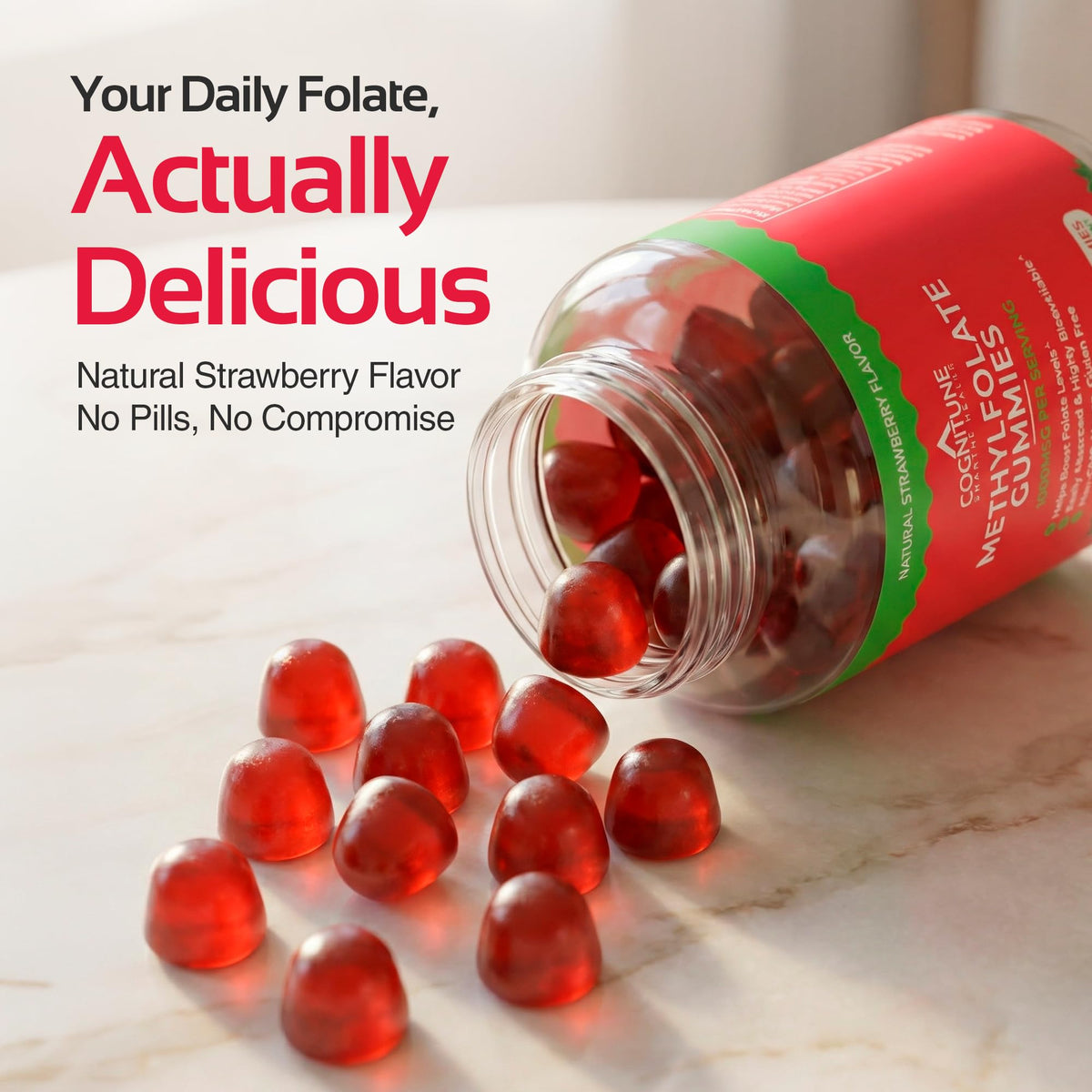 Gummies L-Méthylfolate de CogniTune en vue de près