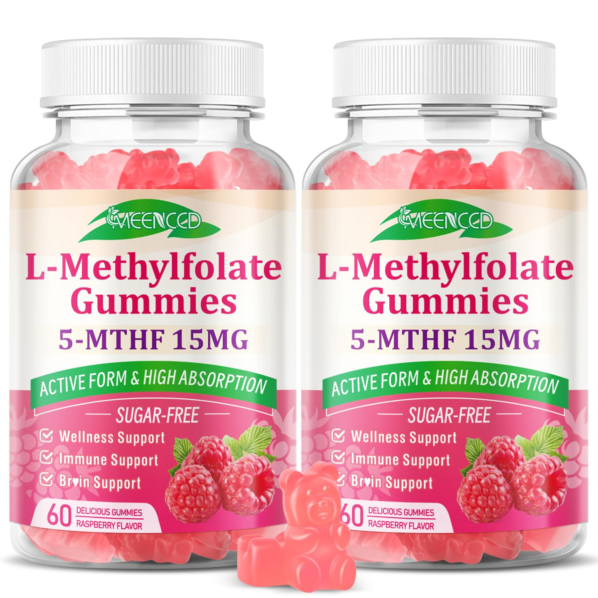 Gummies L-Méthylfolate MEENCCD 120 comprimés en bouteille