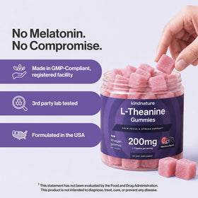 Gummies L-Theanine 200mg kindnature, affichage des gummies dans un bol