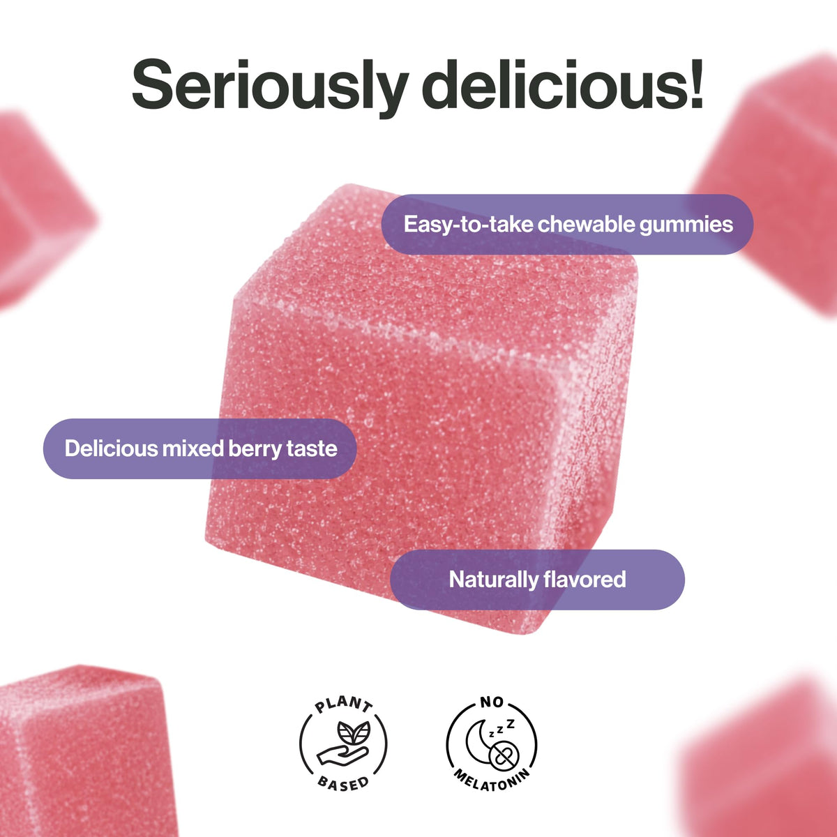 Gummies L-Theanine 200mg kindnature, détails sur les baies mélangées