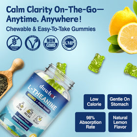 Gummies L-Theanine 400mg duwhot, pot ouvert avec gummies