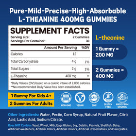 Gummies L-Theanine 400mg duwhot, vue de côté avec étiquette