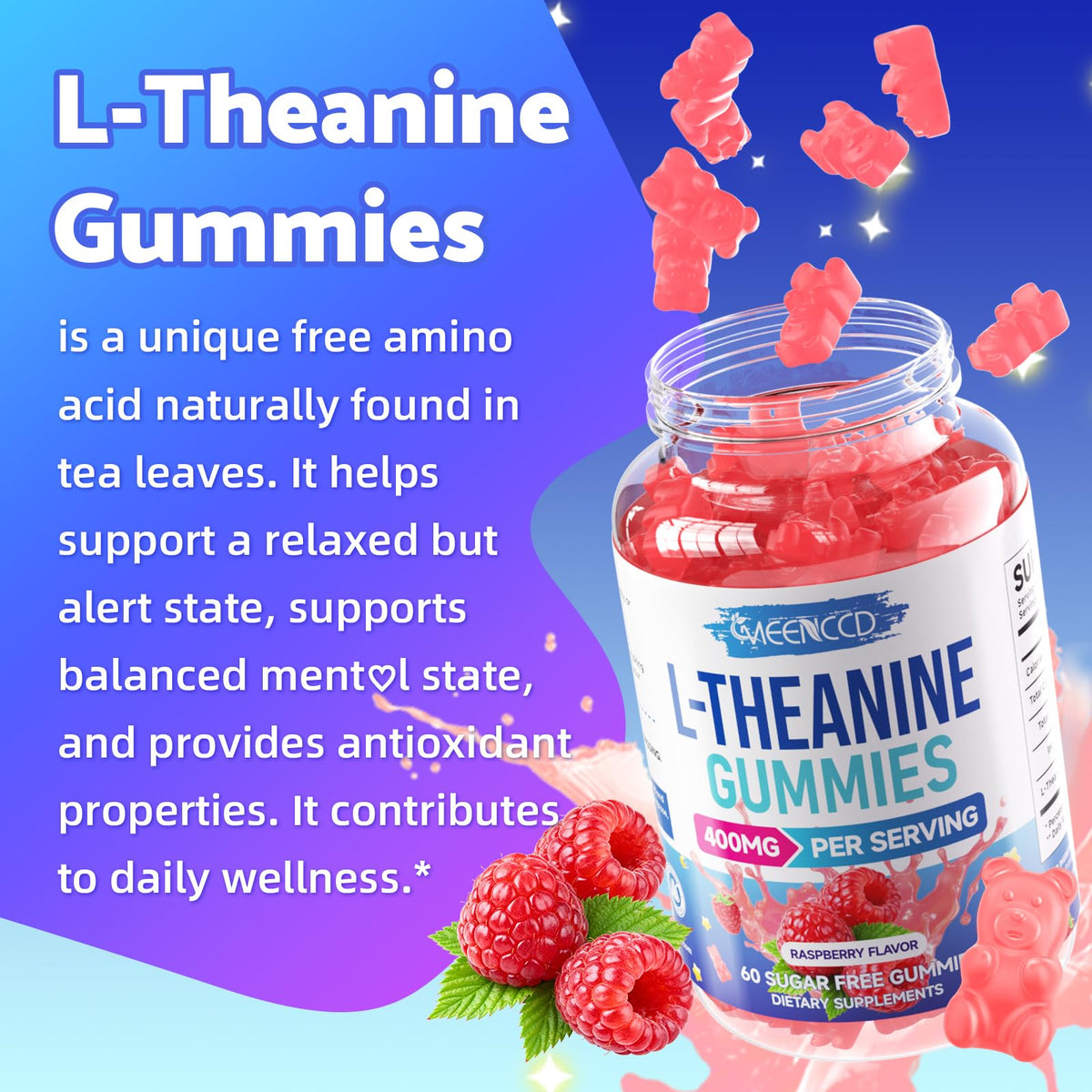 Gummies L-Théanine 400mg MEENCCD en gros plan