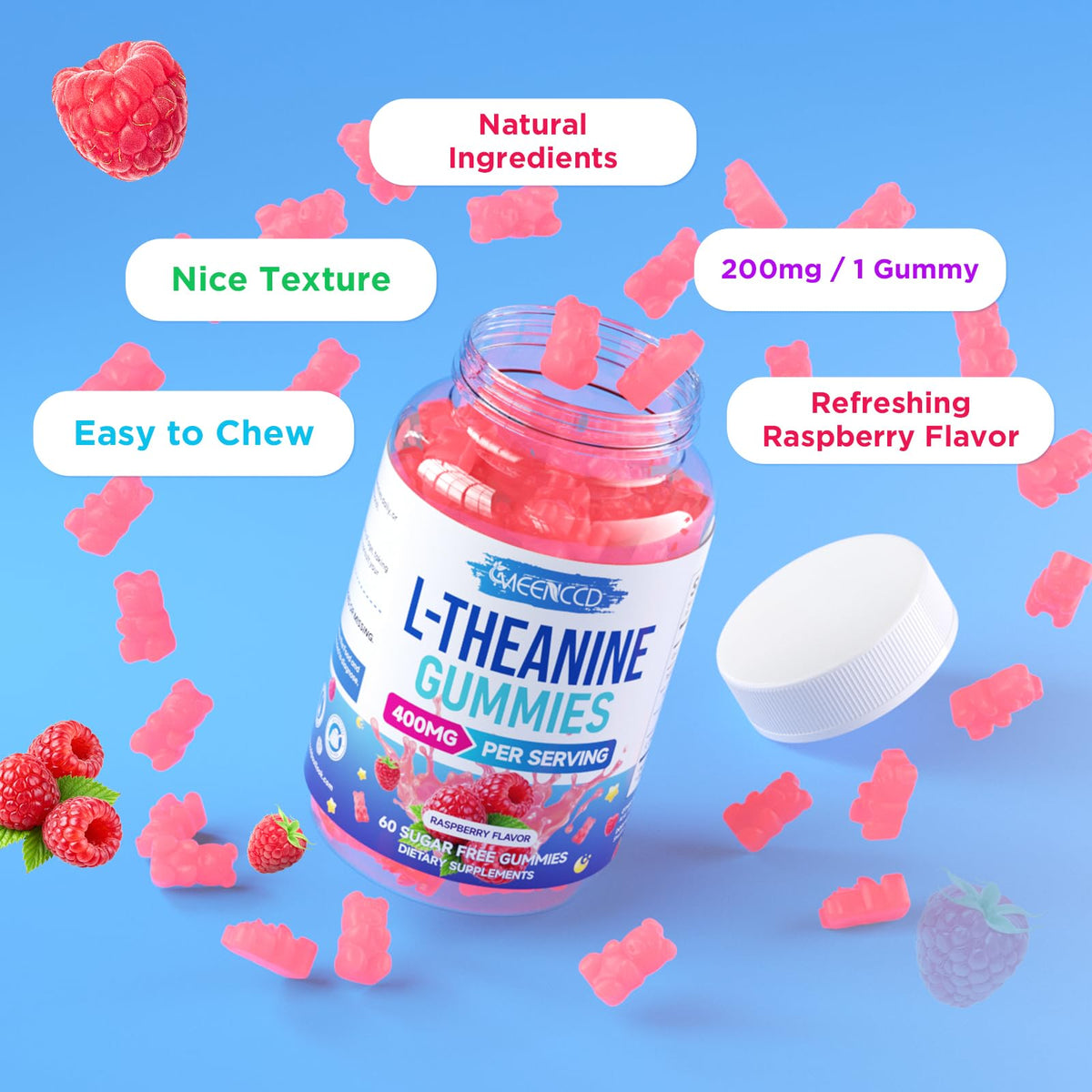 Gummies L-Théanine 400mg MEENCCD étiquette arrière