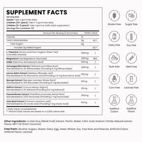 Gummies L-Theanine 400mg OASIS FORCE étiquette nutritionnelle