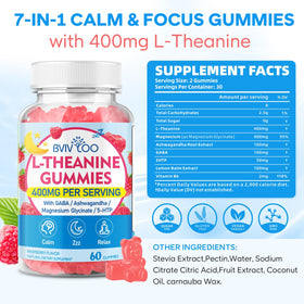 Gummies L-Théanine BVIVLOO vue de côté avec framboises