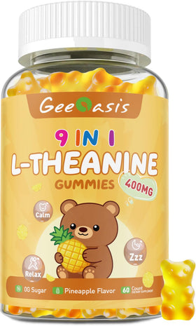 Gummies L-Theanine de Geeoasis, saveur ananas, vue de face