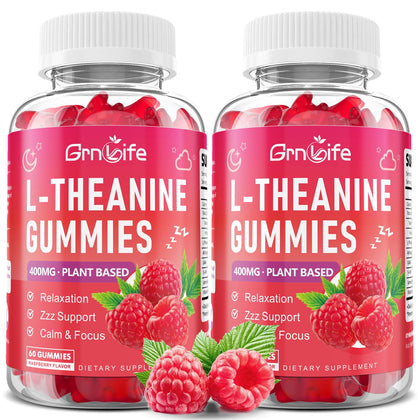 Gummies L-Theanine GrnLife 400mg framboise vue de face