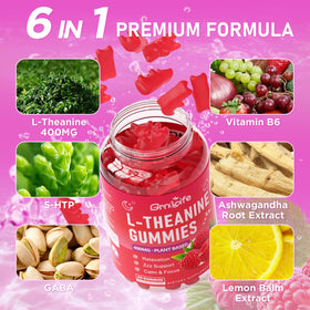 Gummies L-Theanine GrnLife sur une surface en bois