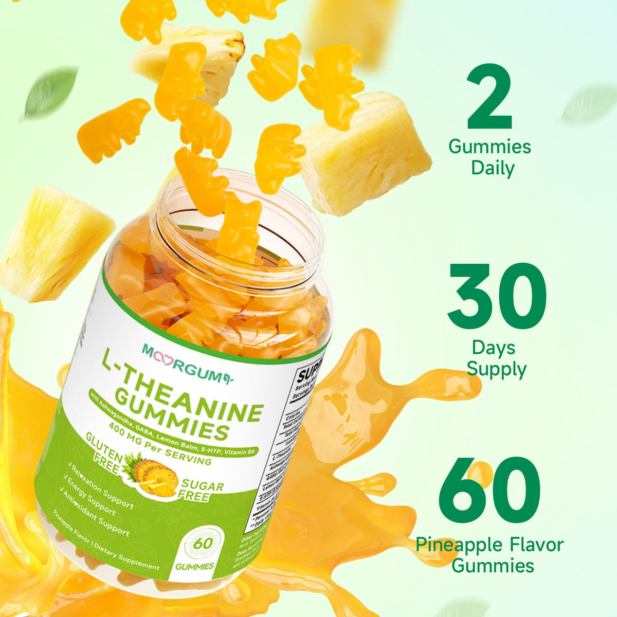 Gummies L-Théanine MOORGUMY, affichage des valeurs nutritionnelles
