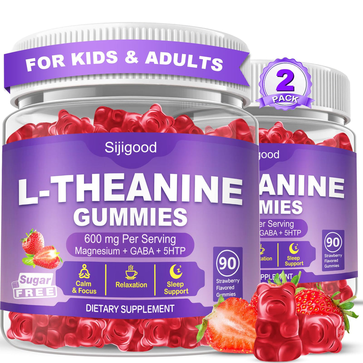 Gummies L-Theanine Sijigood 180 pièces, vue de face
