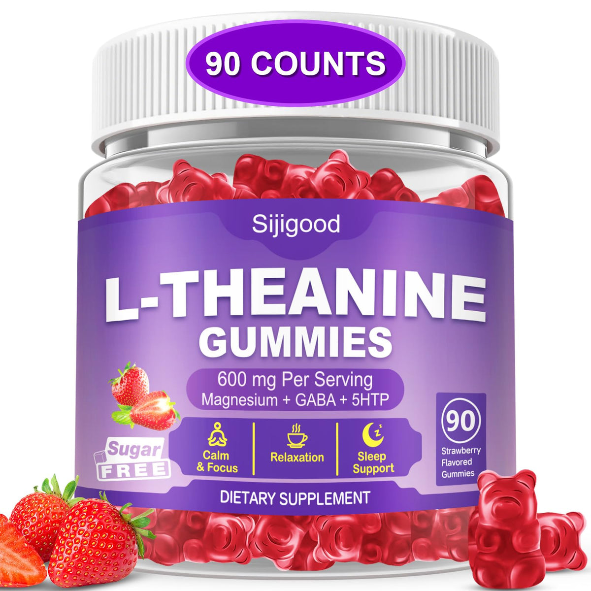 Gummies L-Théanine Sijigood 90 comprimés emballage avant