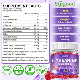 Gummies L-Theanine Sijigood sur une table, ambiance