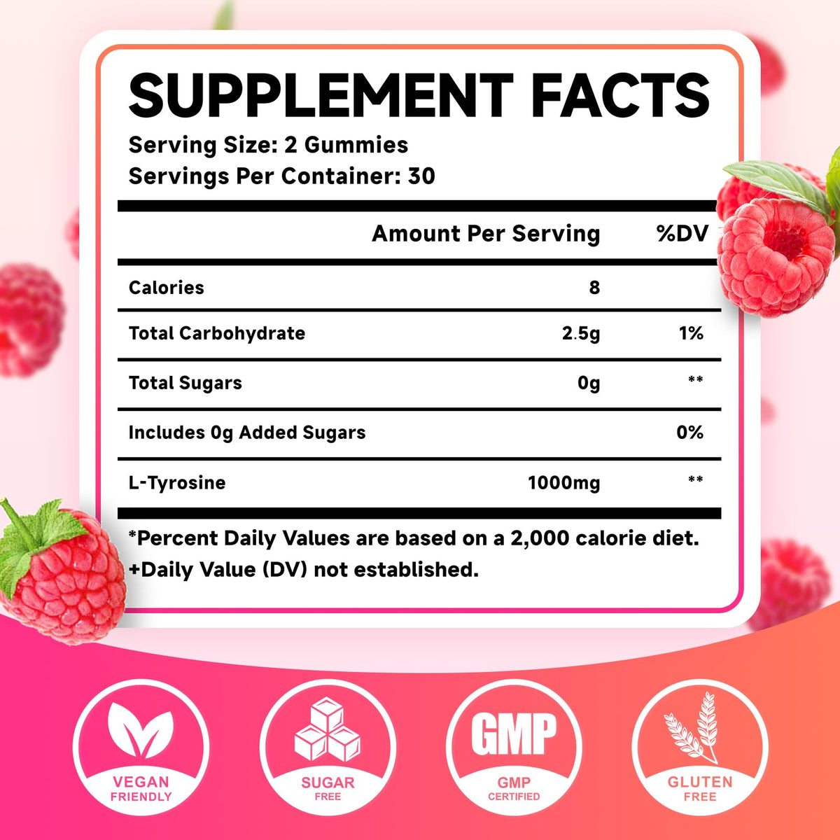Gummies L-Tyrosine 1000mg MEENCCD sur une surface en bois