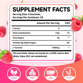 Gummies L-Tyrosine 1000mg MEENCCD sur une surface en bois