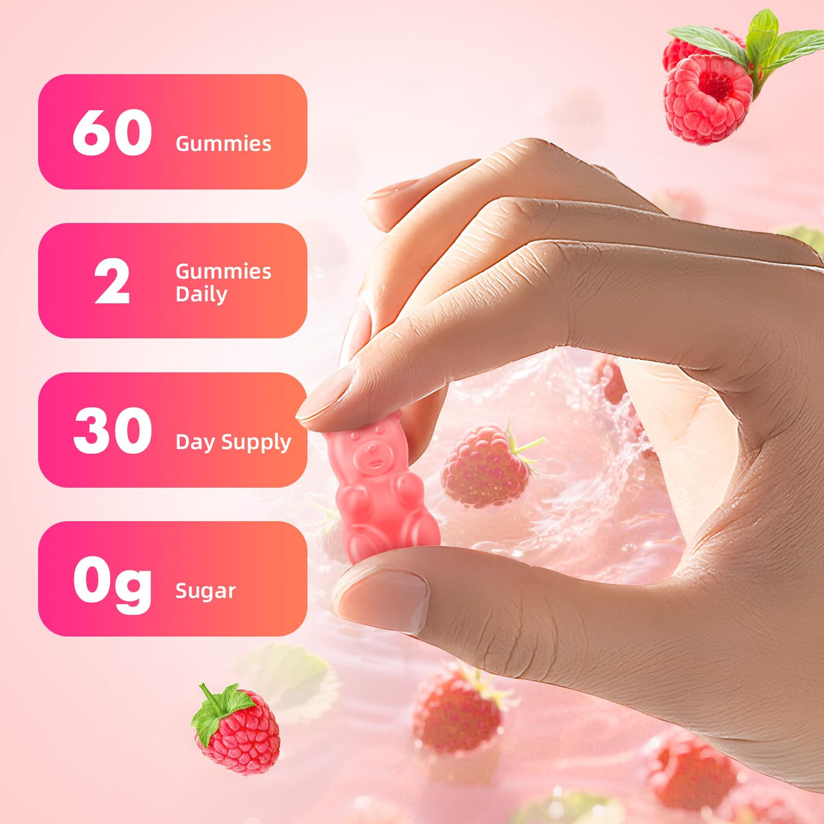 Gummies L-Tyrosine MEENCCD en gros plan sur un fond blanc