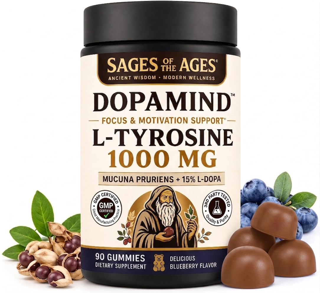 Gummies L-Tyrosine Sages Of The Ages 1000mg vue de face