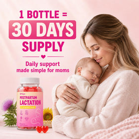 Gummies lactation YEKBYOE à côté d'une tasse de thé