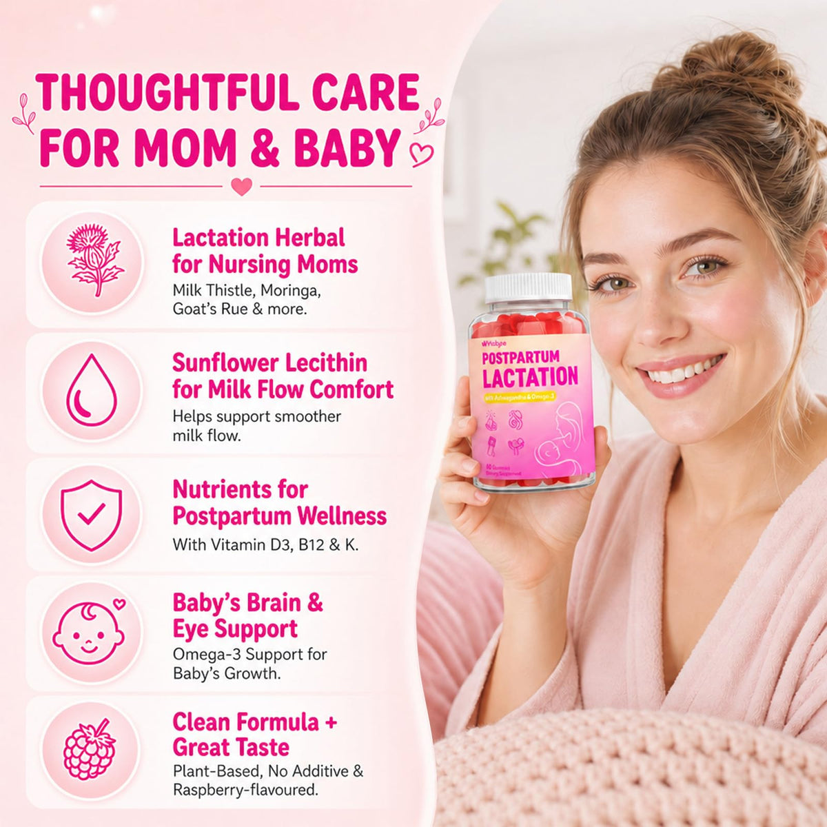 Gummies lactation YEKBYOE sur une table près d'un livre