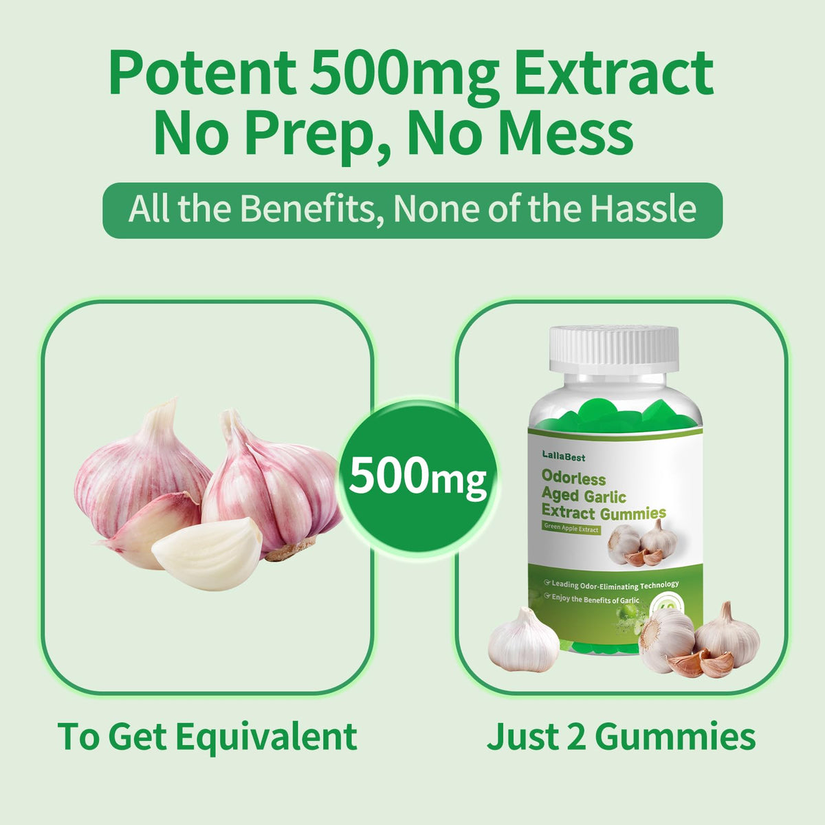 Gummies LallaBest d'extrait d'ail vieilli, vue de près