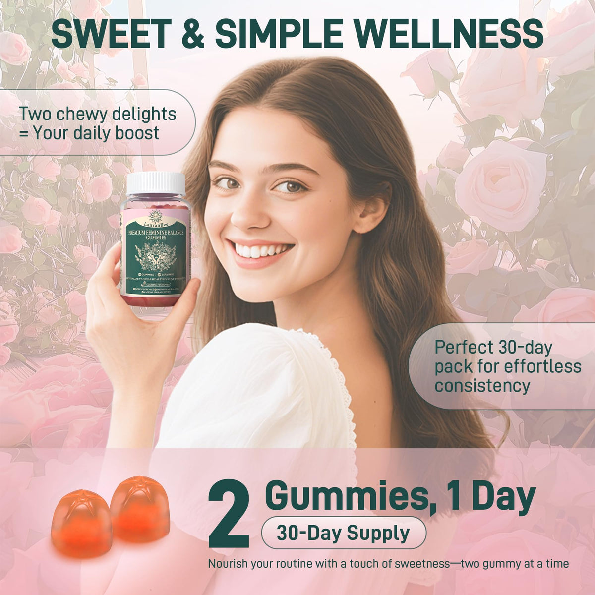 Gummies LanranBee, sachet ouvert montrant les gummies