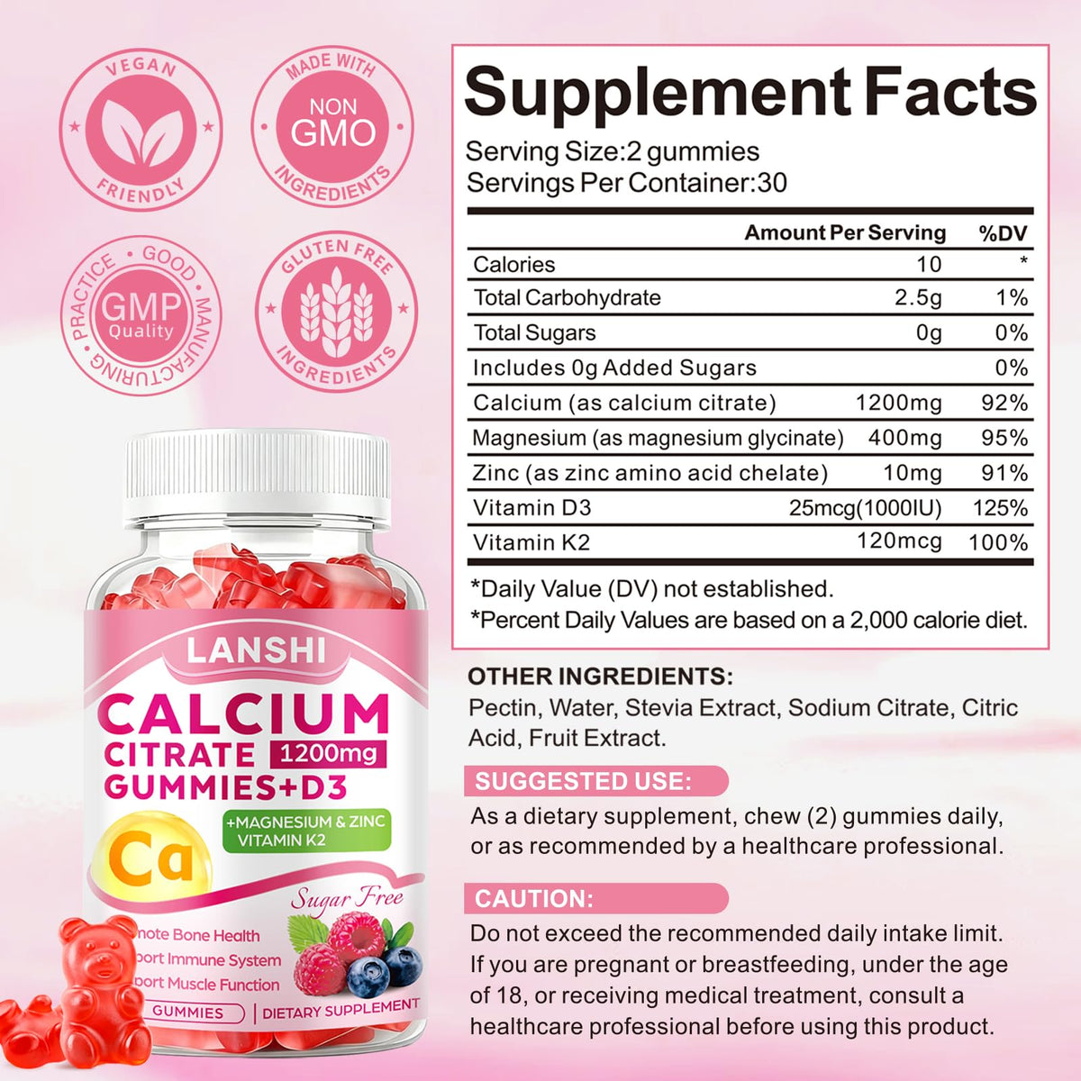 Gummies LANSHI en scène lifestyle avec fruits et boissons