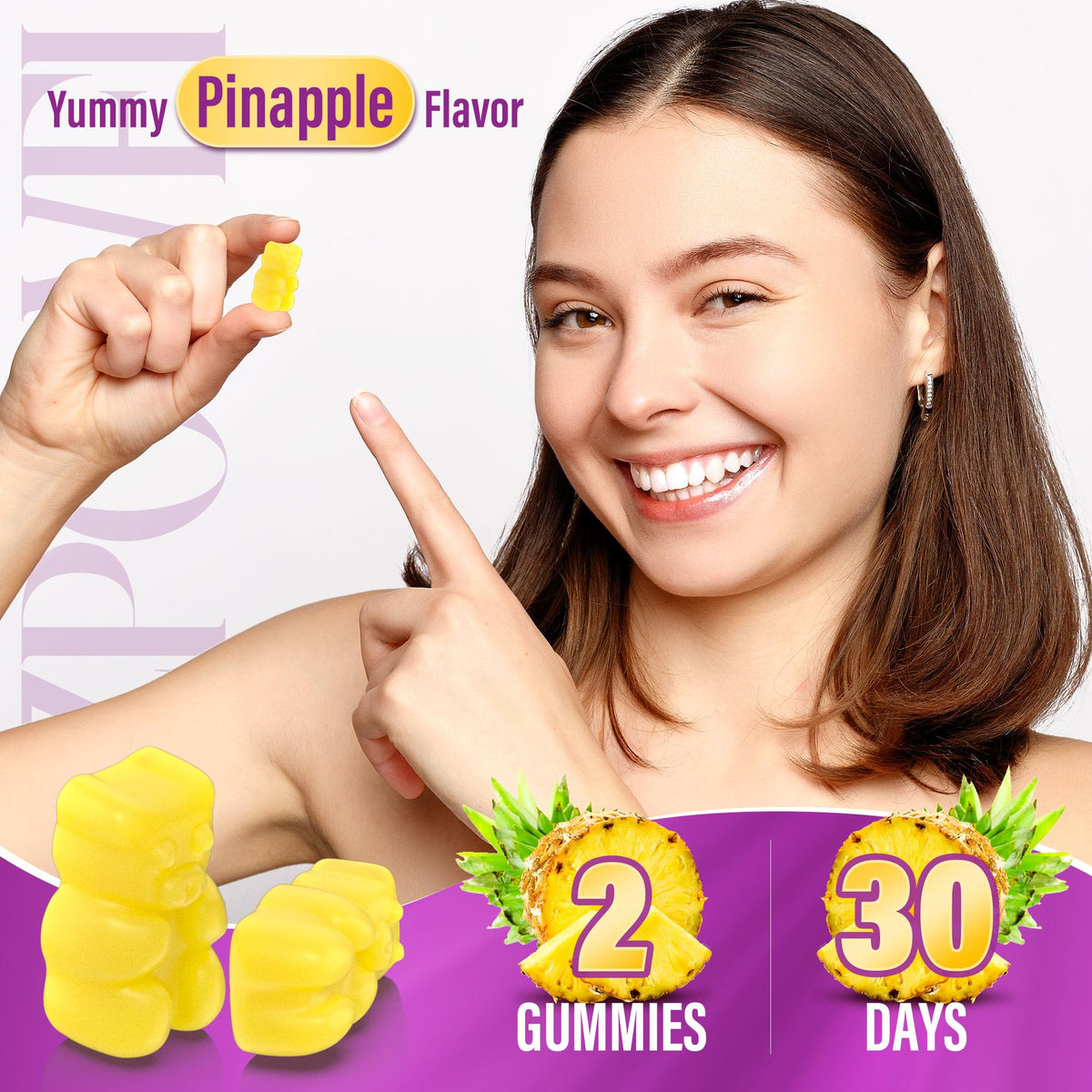 Gummies Lazpowfi à l'Inositol avec un verre d'eau