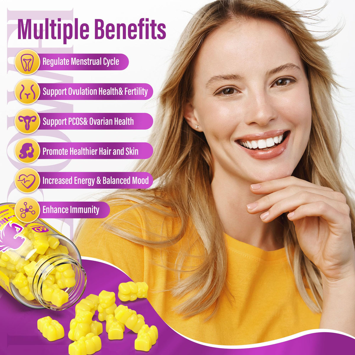Gummies Lazpowfi à l'Inositol montrant la texture et la couleur