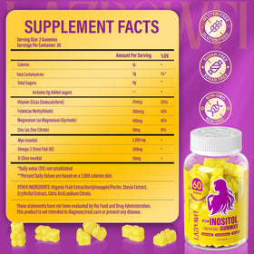 Gummies Lazpowfi à l'Inositol sur une surface en bois