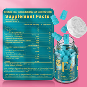 Gummies Lazpowfi Biotine avec vue rapprochée sur la texture