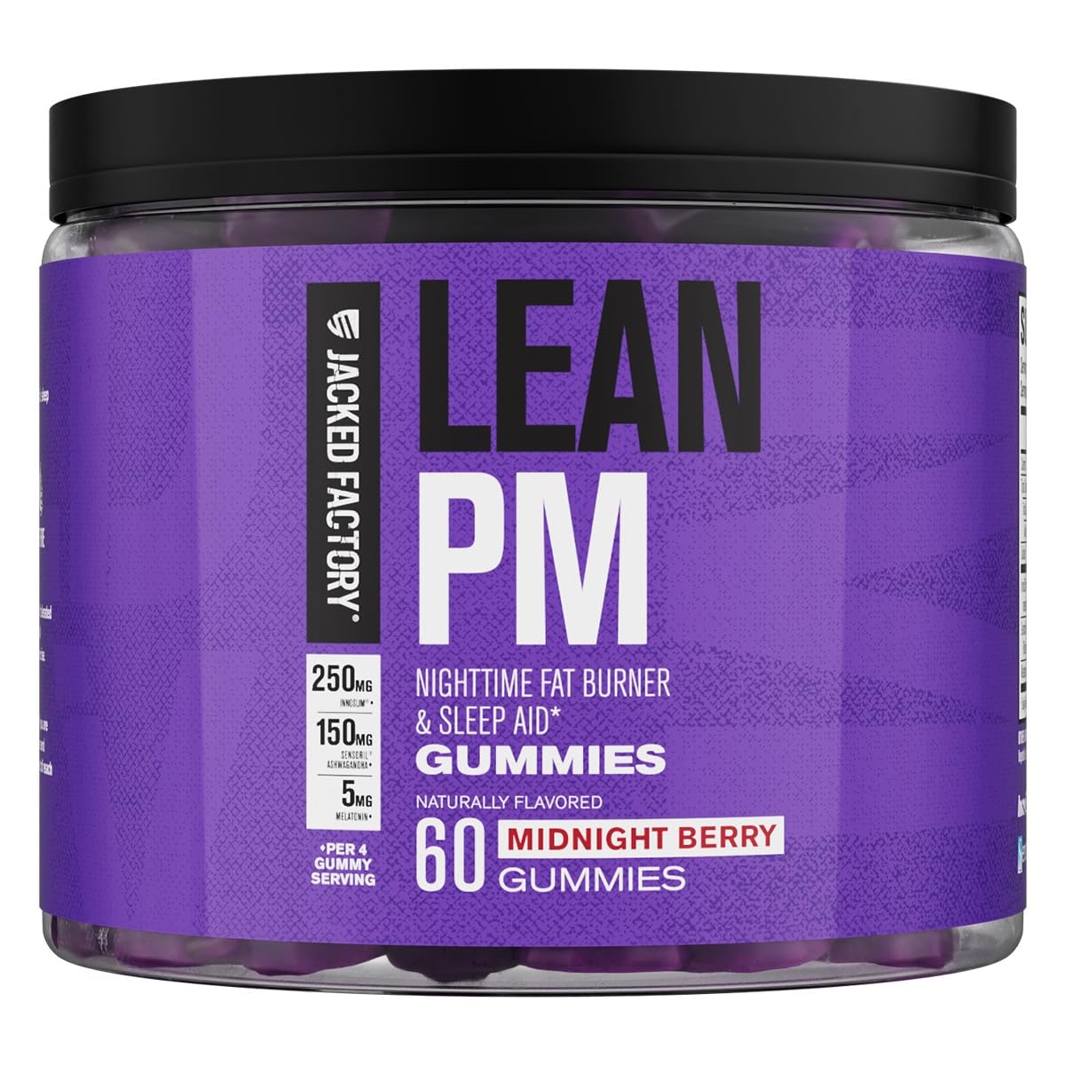 Gummies Lean PM Jacked Factory 60 gummies au goût de baies de minuit