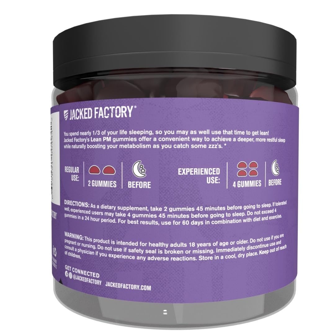 Gummies Lean PM Jacked Factory avec une boisson à côté