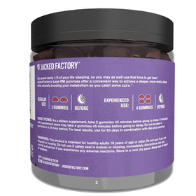 Gummies Lean PM Jacked Factory avec une boisson à côté