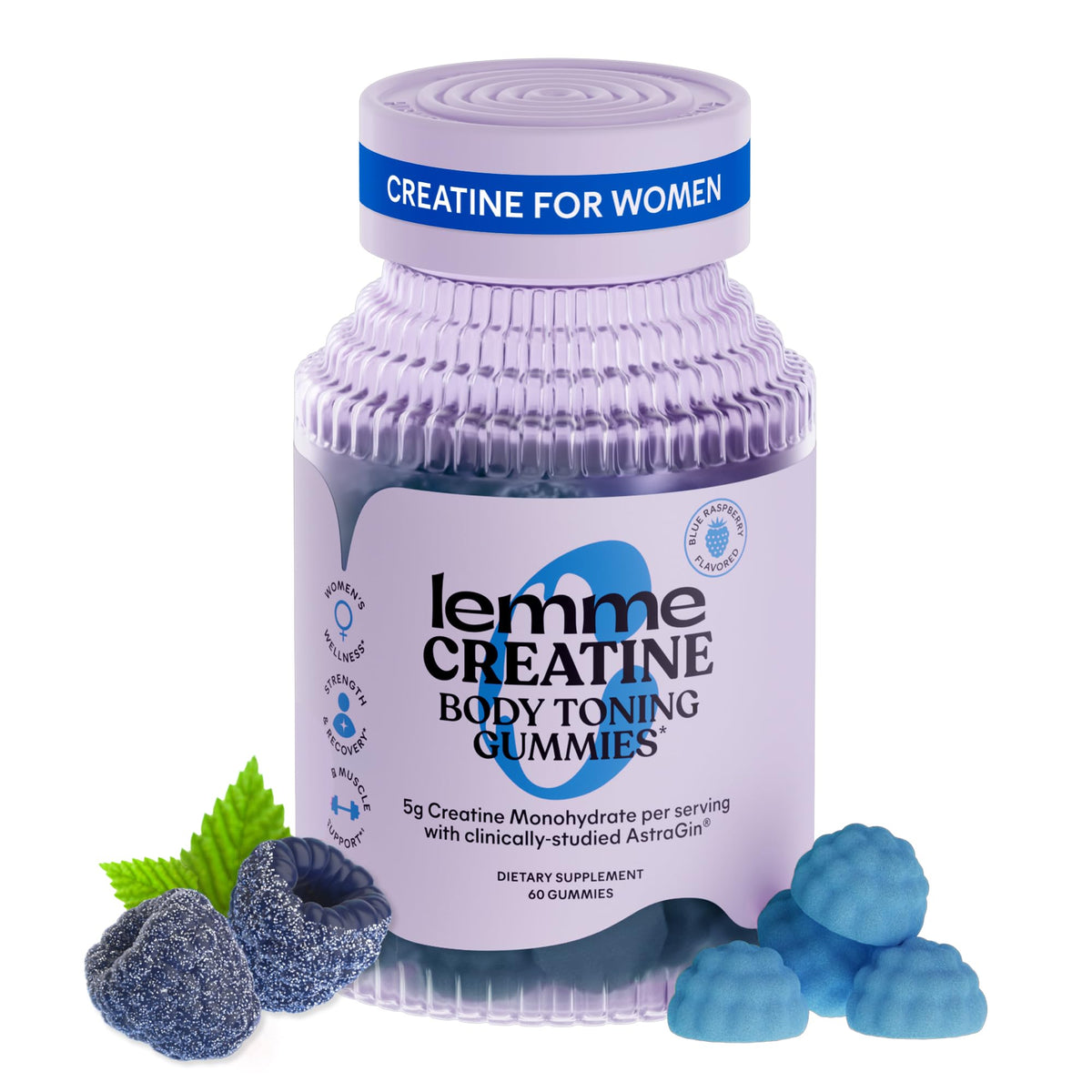 Gummies Lemme Créatine Monohydrate Framboise Bleue, vue de face
