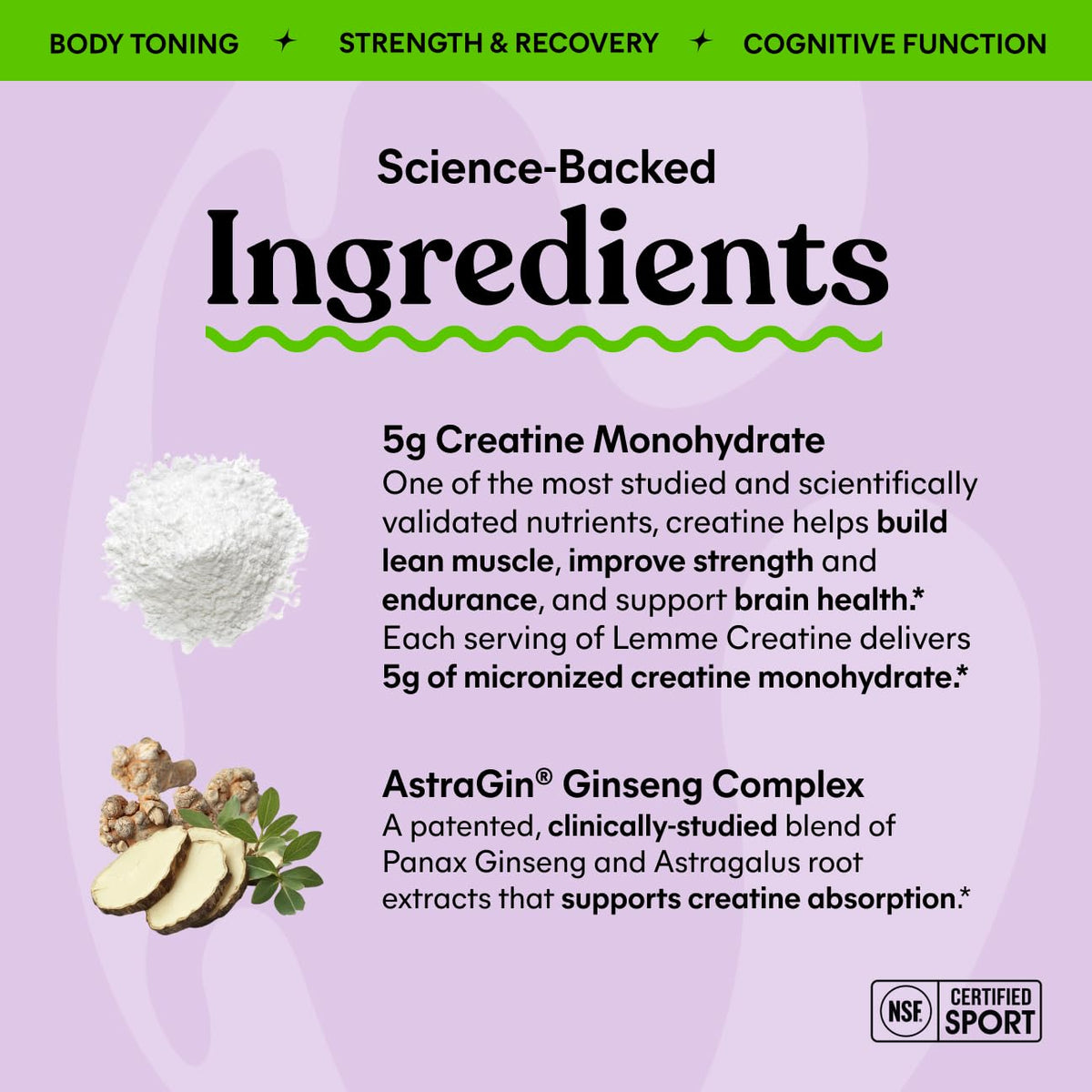 Gummies Lemme créatine monohydrate pomme acide sur fond blanc