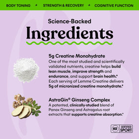 Gummies Lemme créatine monohydrate pomme acide sur fond blanc